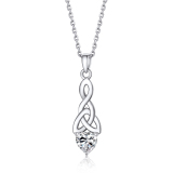 Moissanite Celtic Knot Solitaire Necklace for Women in White Gold (1 Ct. VVS1)