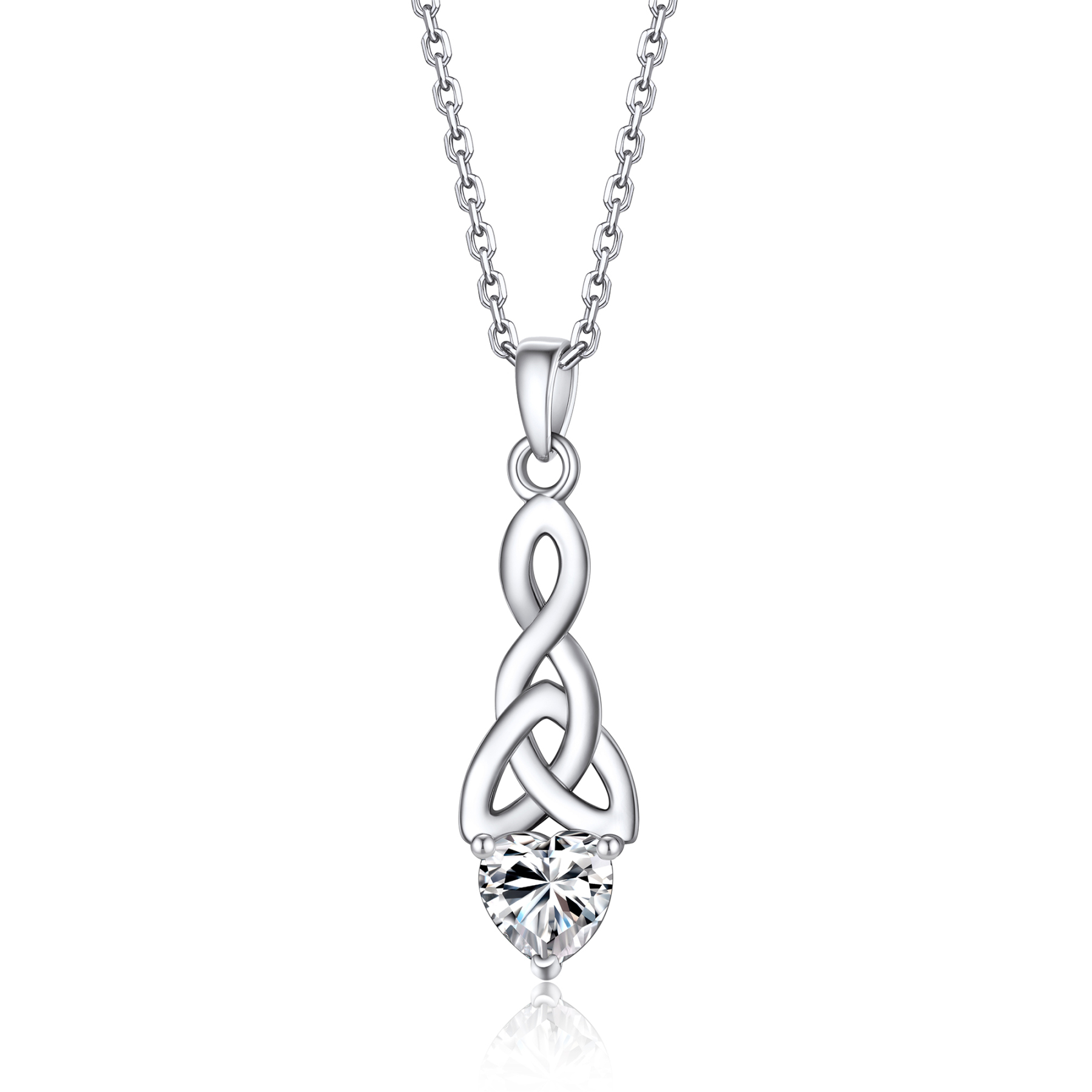 Celtic Knot Pendant Moissanite Necklace in White Gold (1 Ct. VVS1)