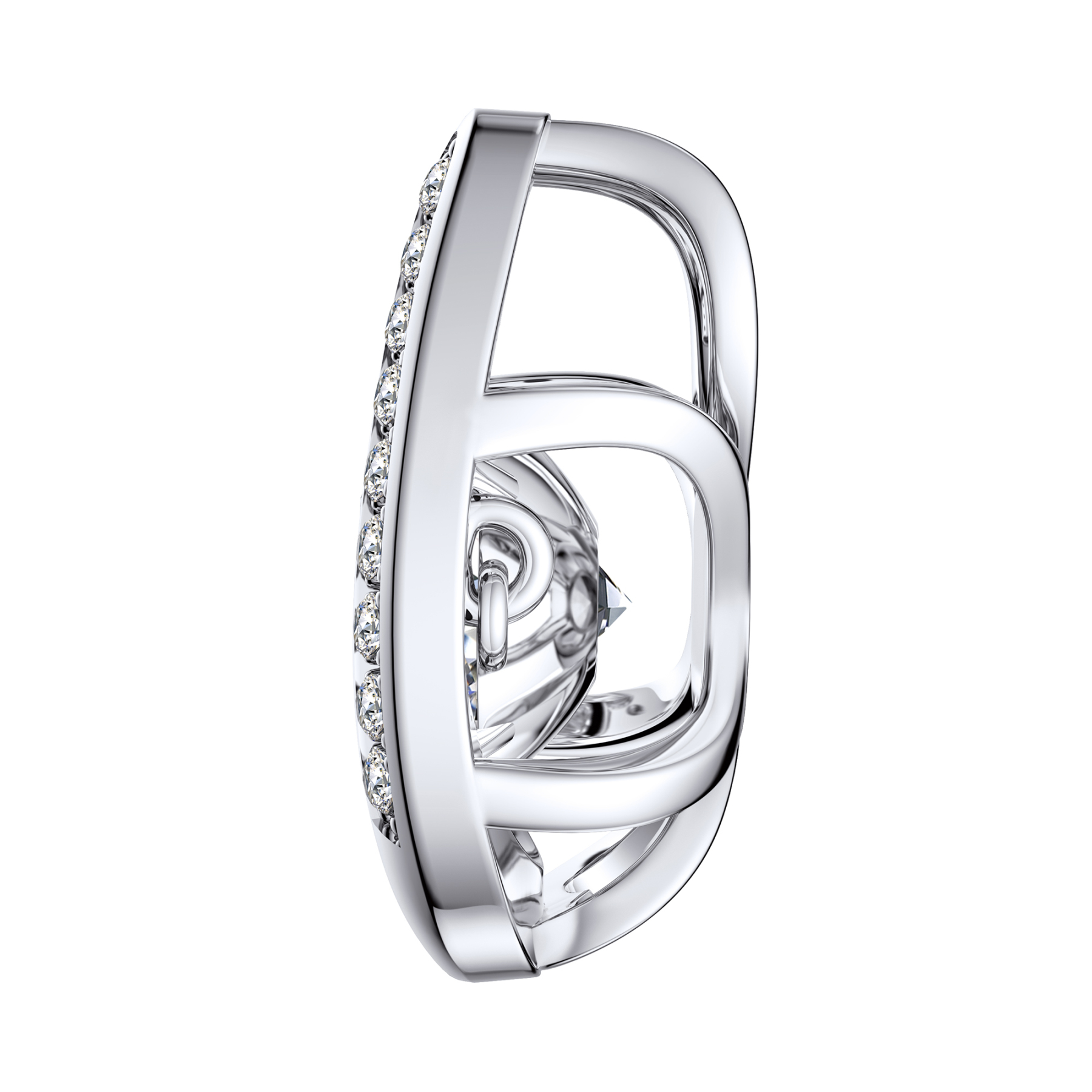 Horseshoe Pendant Round Moissanite Dancing Stone Necklace (1 Ct. VVS1)
