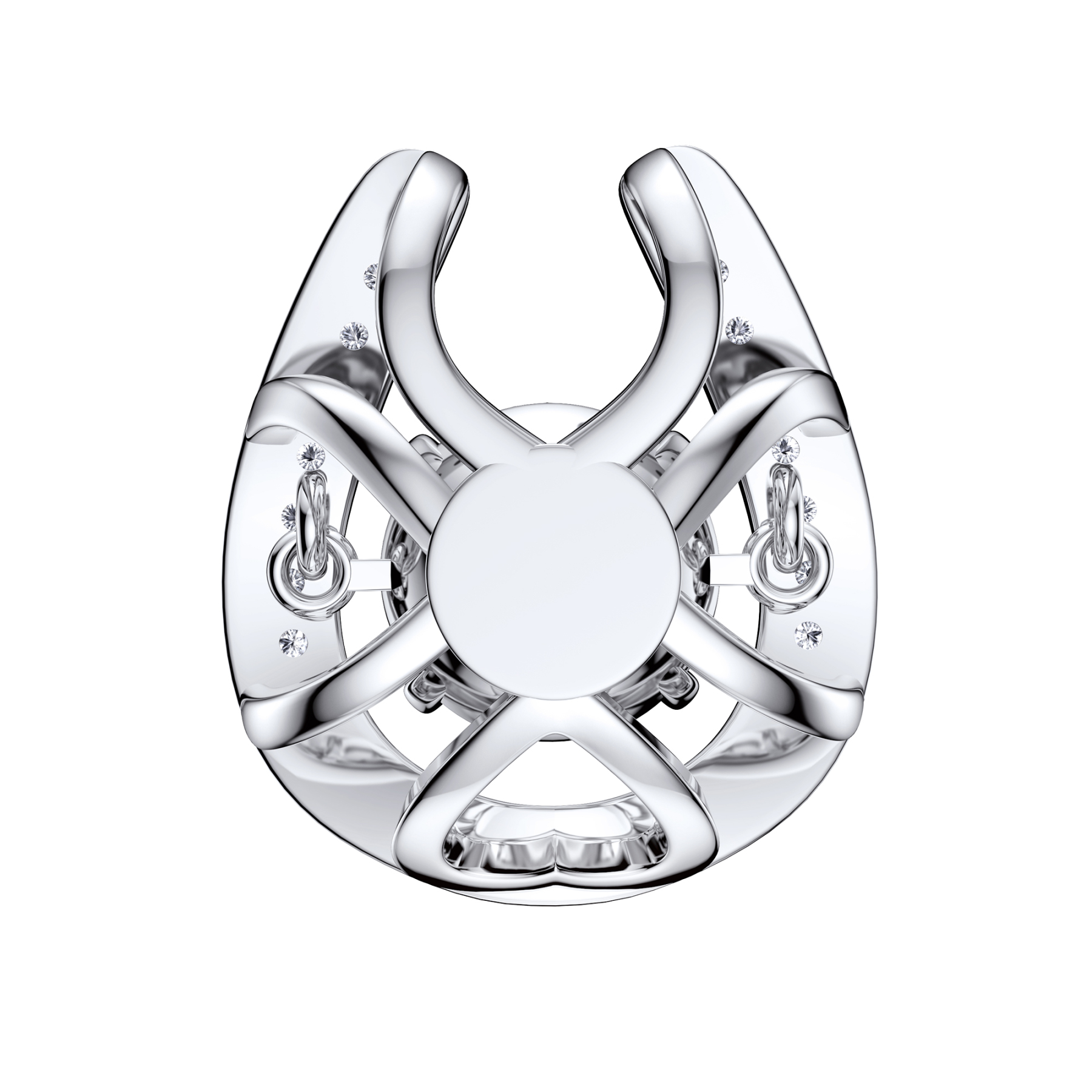 Horseshoe Pendant Round Moissanite Dancing Stone Necklace (1 Ct. VVS1)