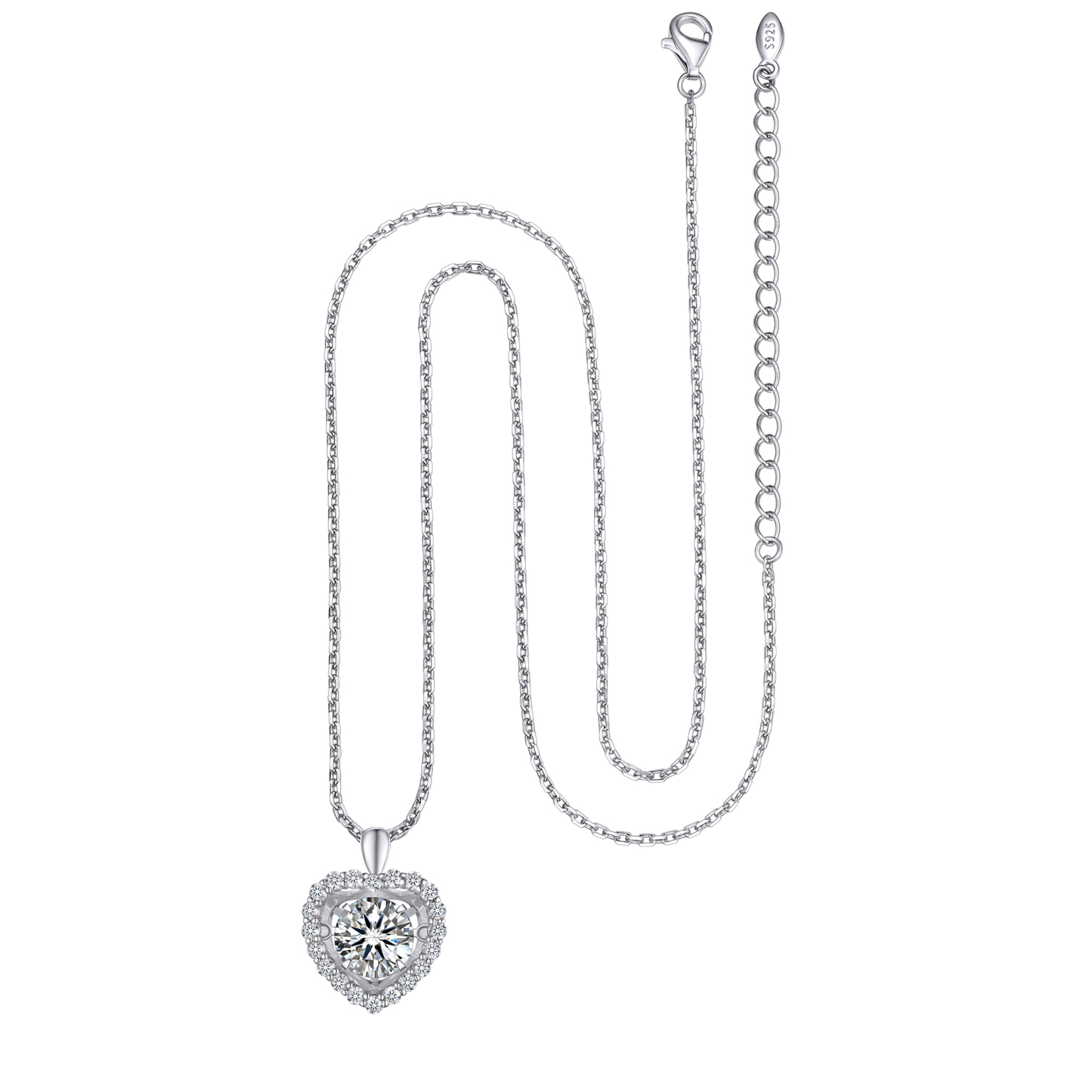 Halo Round Pendant Moissanite Dancing Stone Heart Necklace (1 Ct. VVS1)