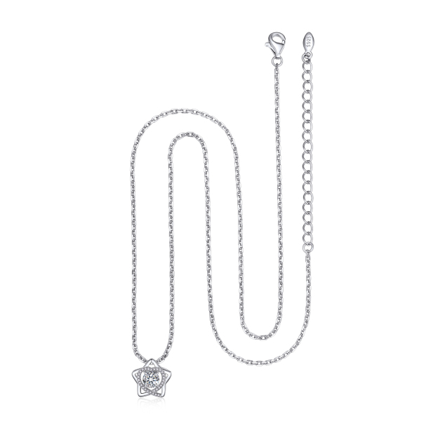 Star & Heart Halo Pendant Moissanite Necklace in White Gold (1 Ct. VVS1)