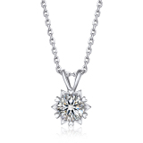 Moissanite Snowflake Solitaire Necklace for Women in White Gold (D Color VVS1)