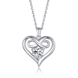 Moissanite Heart Cut Infinity Heart Pendant Necklace for Women in White Gold (1 Ct. VVS1)