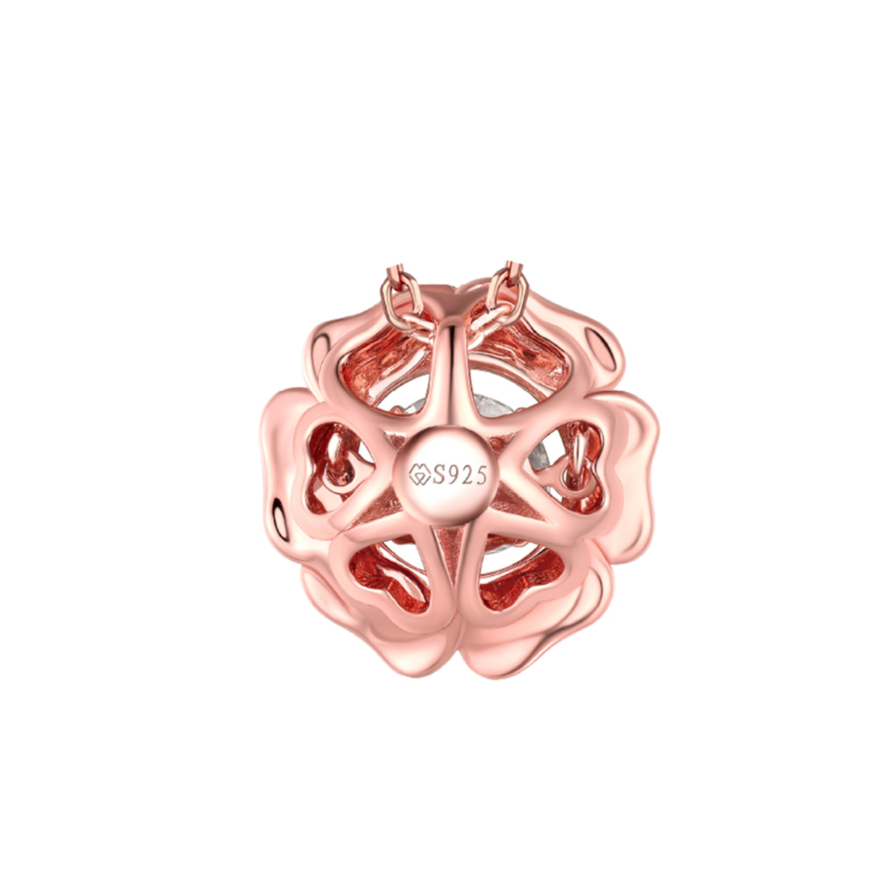 Round-Cut Pendant Moissanite Dancing Stone Rose Necklace in Rose Gold (1 Ct. VVS1)