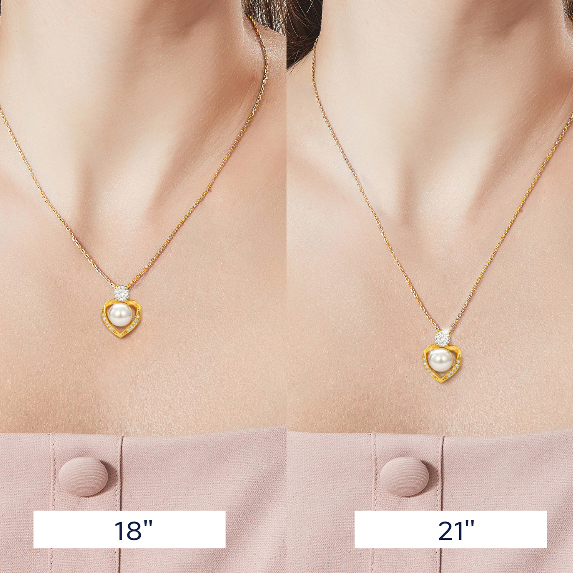 Freshwater Cultured Pearl Pendant Moissanite Heart Necklace in Yellow Gold (1/2 Ct. VVS1)