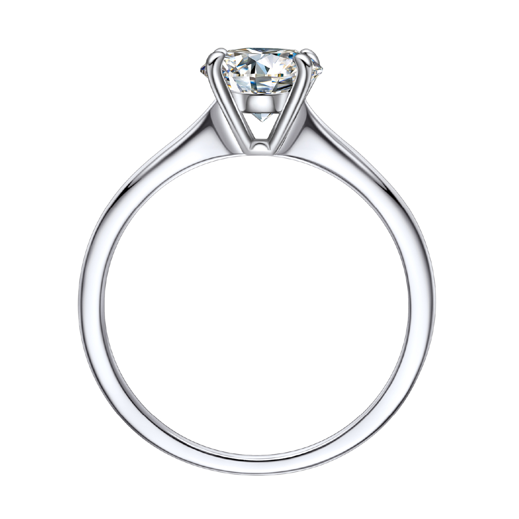 (测试) 925 Sterling Silver Four Prong Solitaire Moissanite Engagement Ring (D Color VVS1)