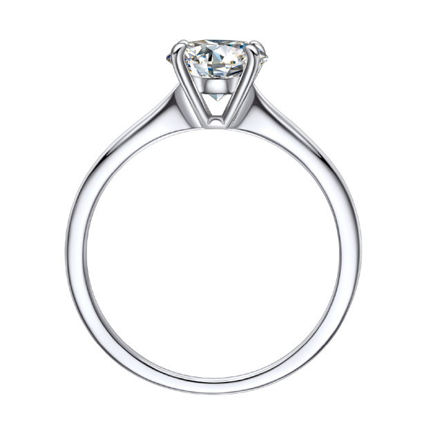 Four Prong Solitaire Moissanite Engagement Ring in White Gold