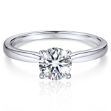 Moissanite Four-Prong Solitaire Engagement Ring for Women in White Gold (D Color VVS1)