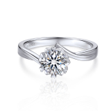 Moissanite Snowflake Solitaire Engagement Ring for Women in White Gold (D Color VVS1)