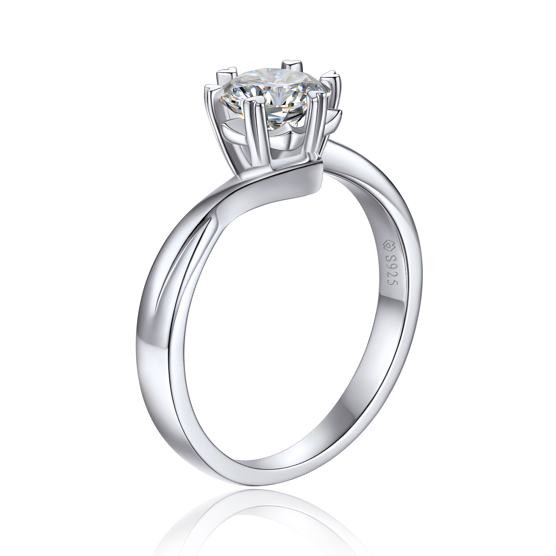 Snowflake Round Solitaire Moissanite Engagement Ring (D Color VVS1)