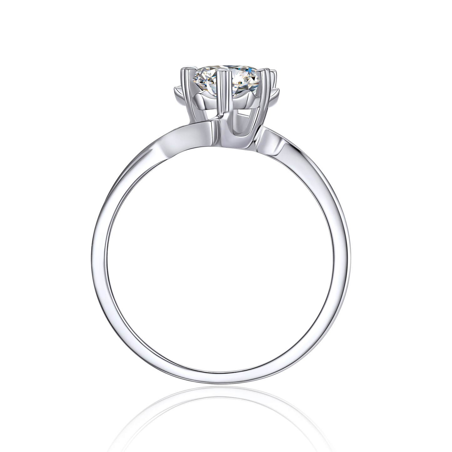 Snowflake Round Solitaire Moissanite Engagement Ring (D Color VVS1)