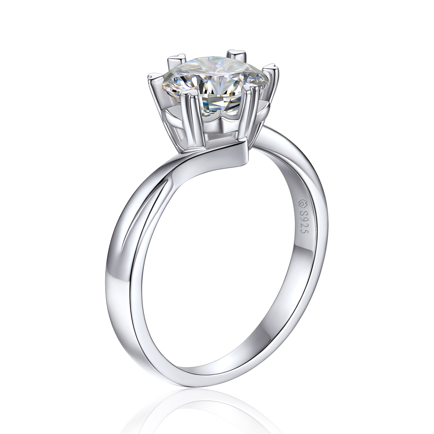 Snowflake Round Solitaire Moissanite Engagement Ring (D Color VVS1)