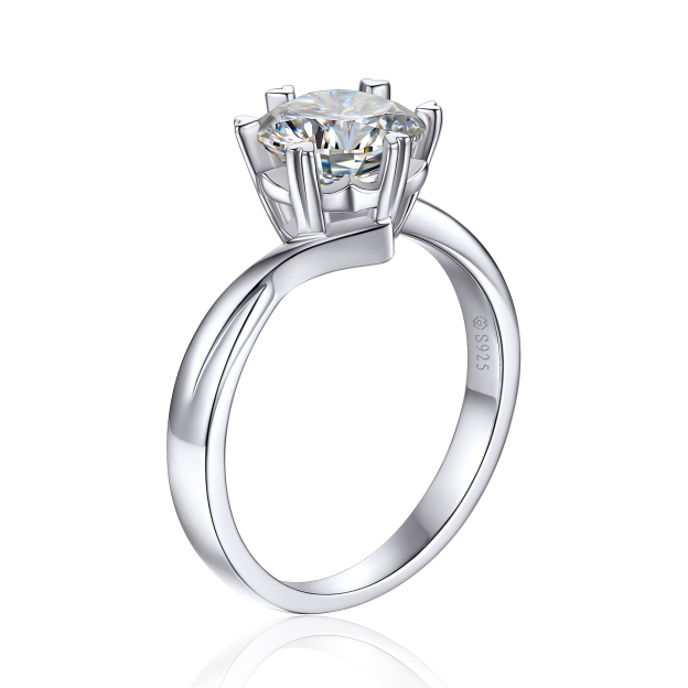 2 Carat Solitaire Moissanite Snowflake Engagement Ring-02
