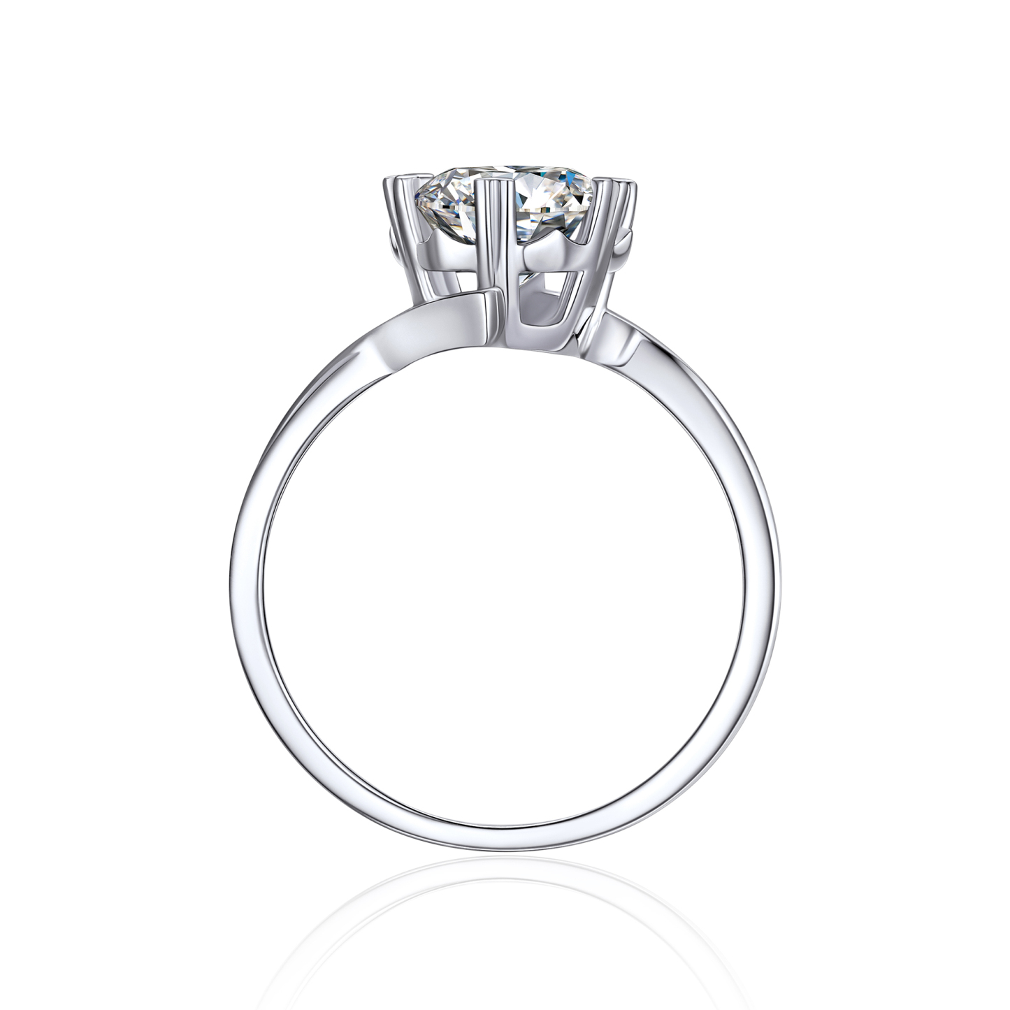 Snowflake Round Solitaire Moissanite Engagement Ring (D Color VVS1)