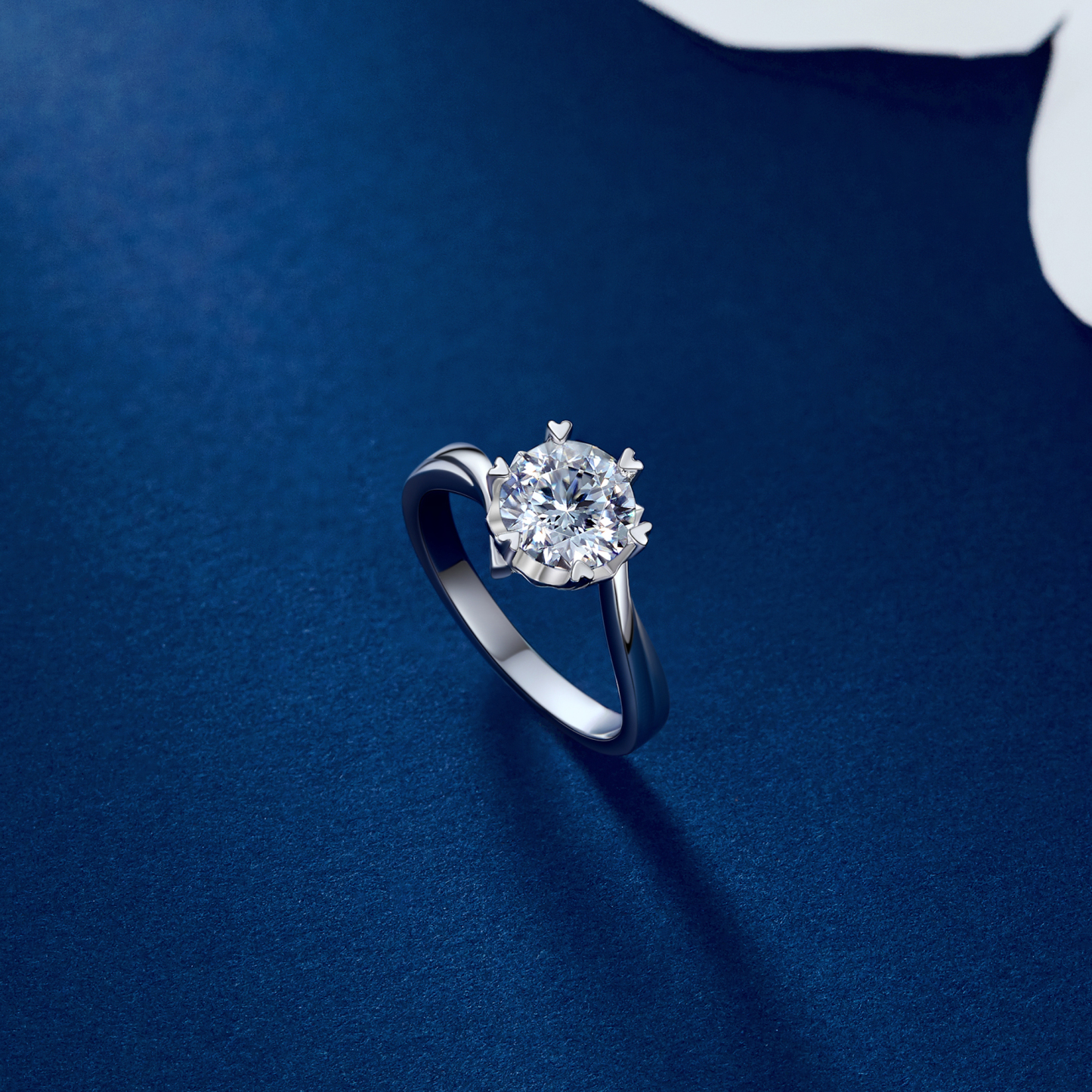 Snowflake Round Solitaire Moissanite Engagement Ring (D Color VVS1)
