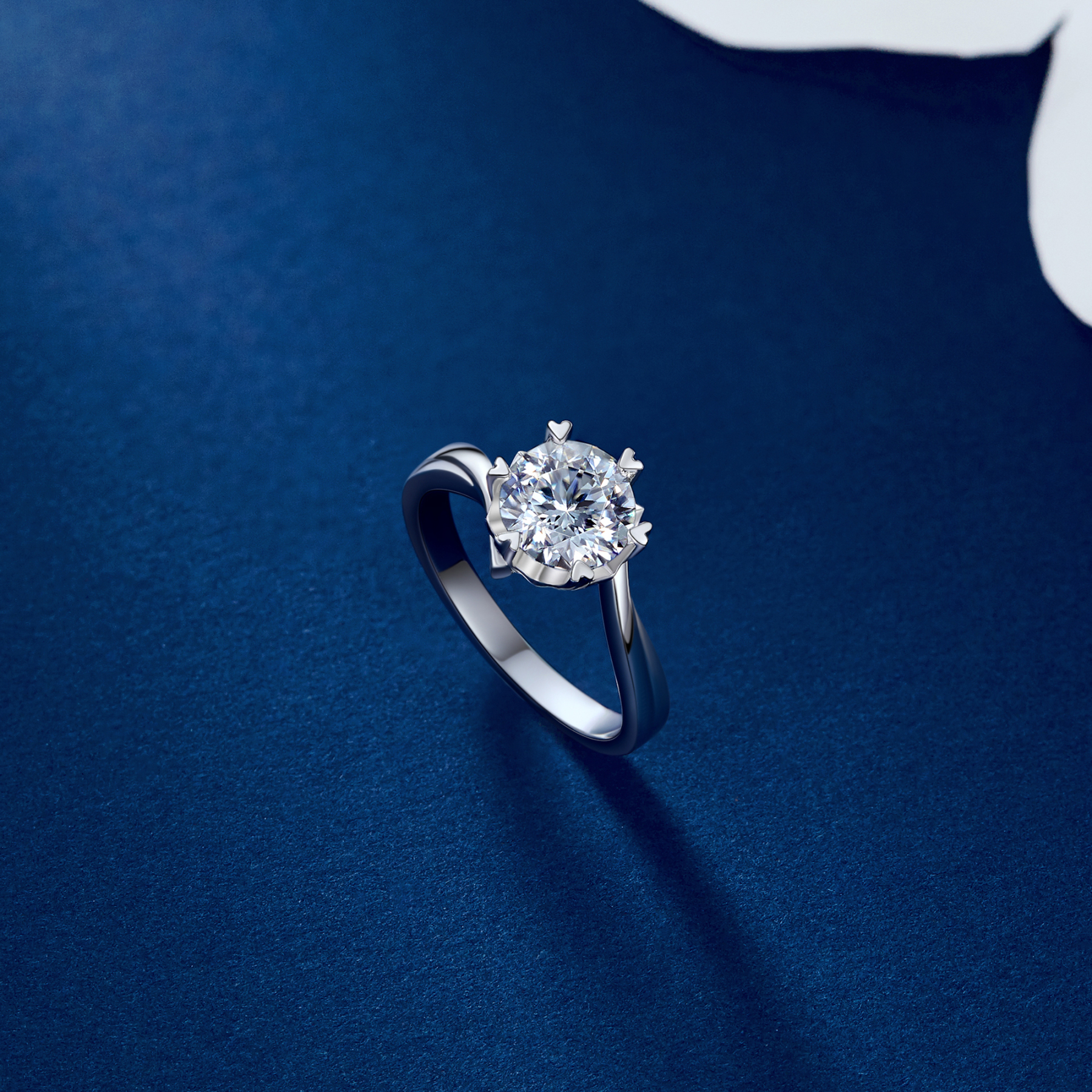 Snowflake Round Solitaire Moissanite Engagement Ring (D Color VVS1)