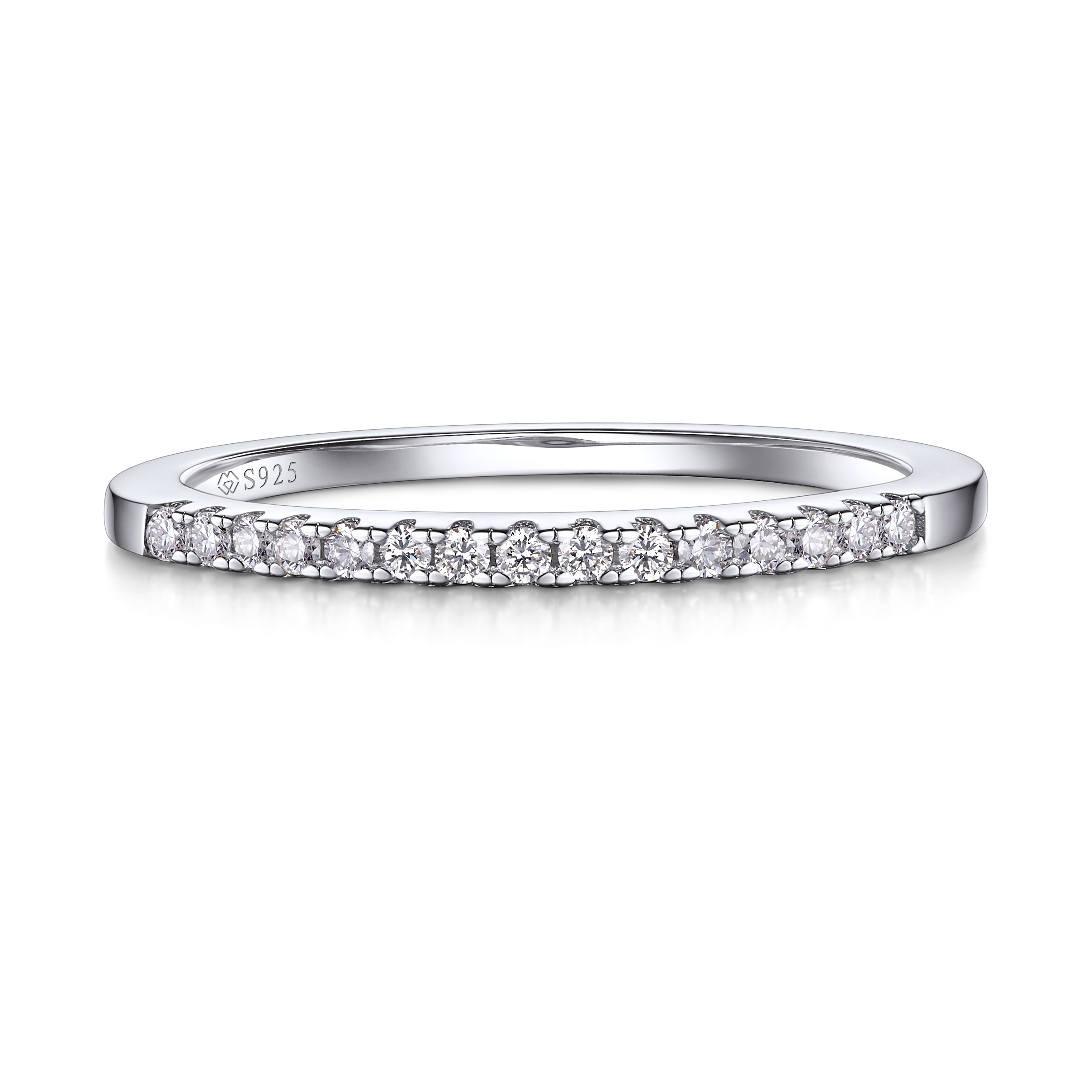 925 Sterling Silver Pavé Moissanite Eternity Wedding Ring (D Color VVS1)