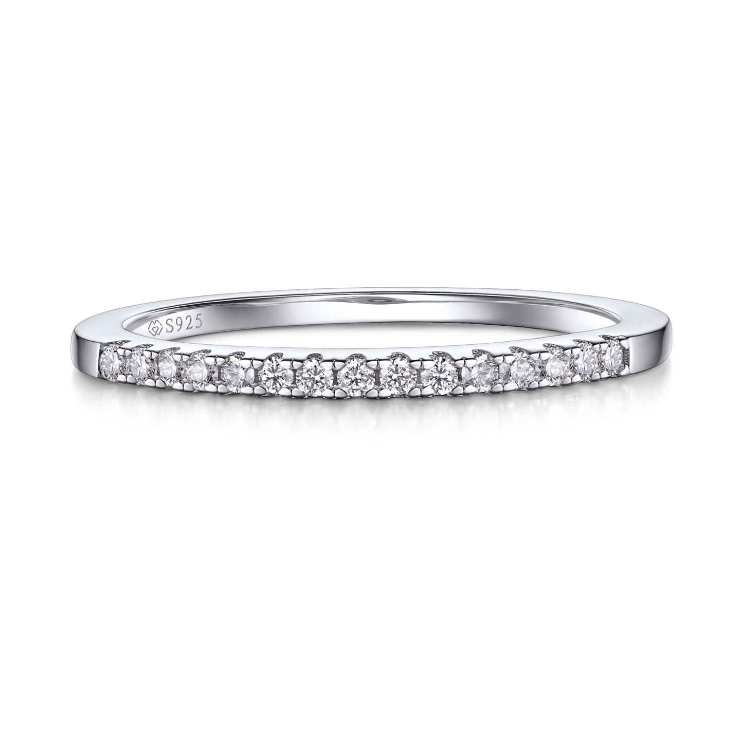 925 Sterling Silver Pavé Moissanite Eternity Wedding Ring (D Color VVS1)