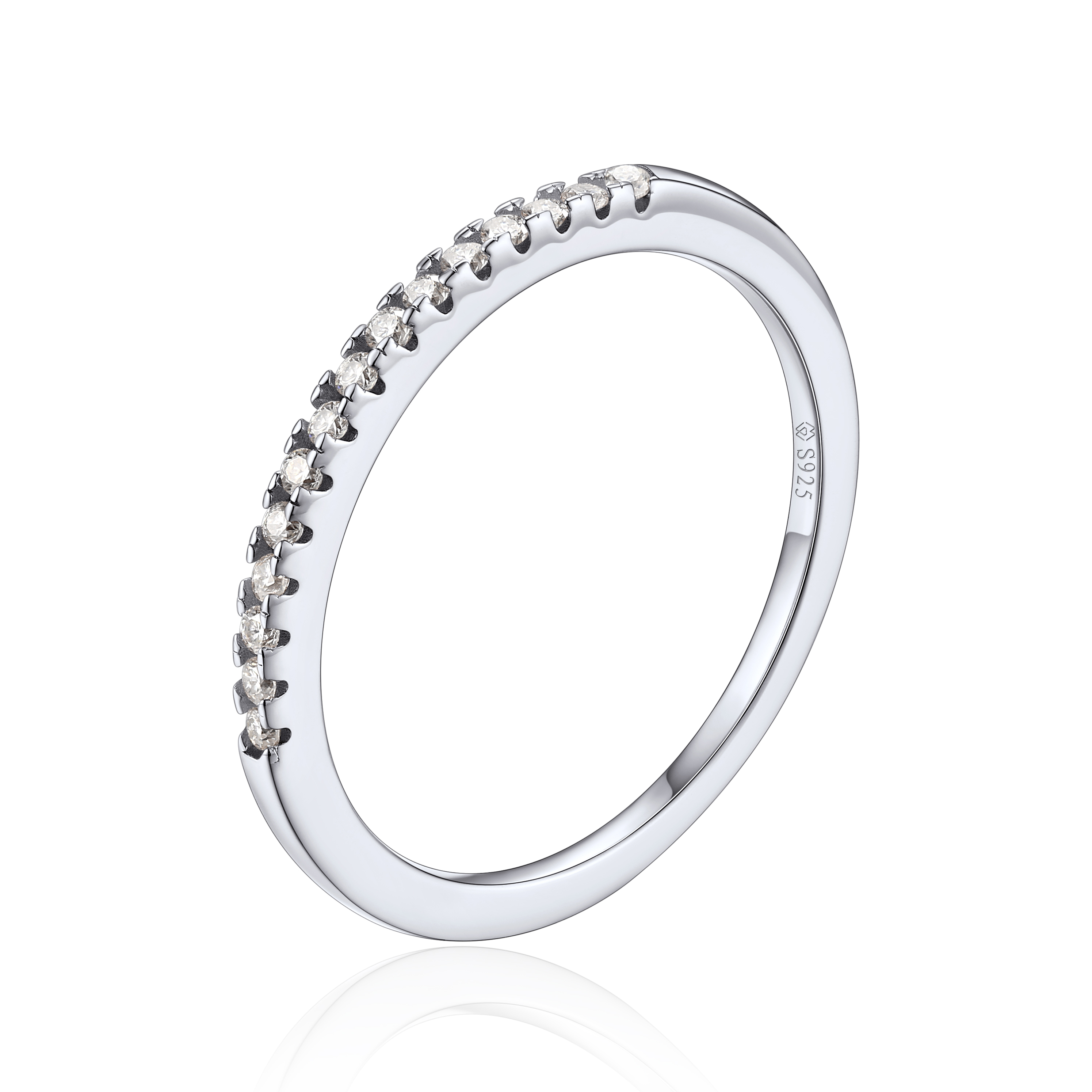 925 Sterling Silver Pavé Moissanite Eternity Wedding Ring (D Color VVS1)