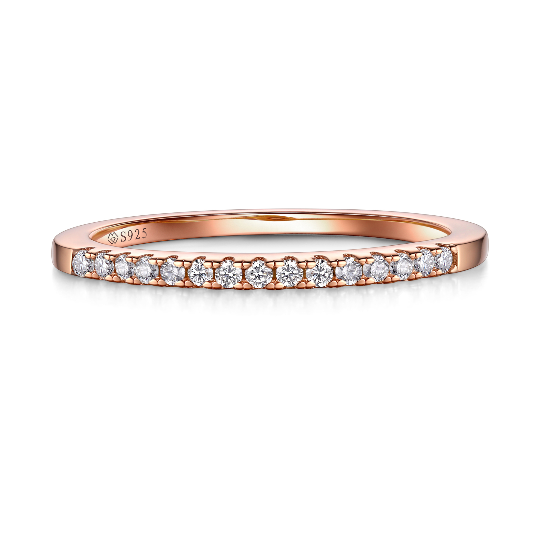 925 Sterling Silver Pavé Moissanite Eternity Wedding Ring (D Color VVS1)