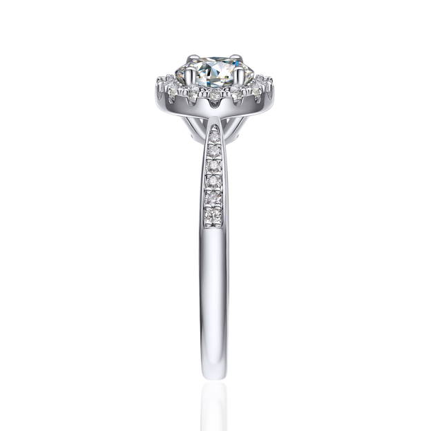 Halo Round Moissanite Engagement Rings in White Gold-03