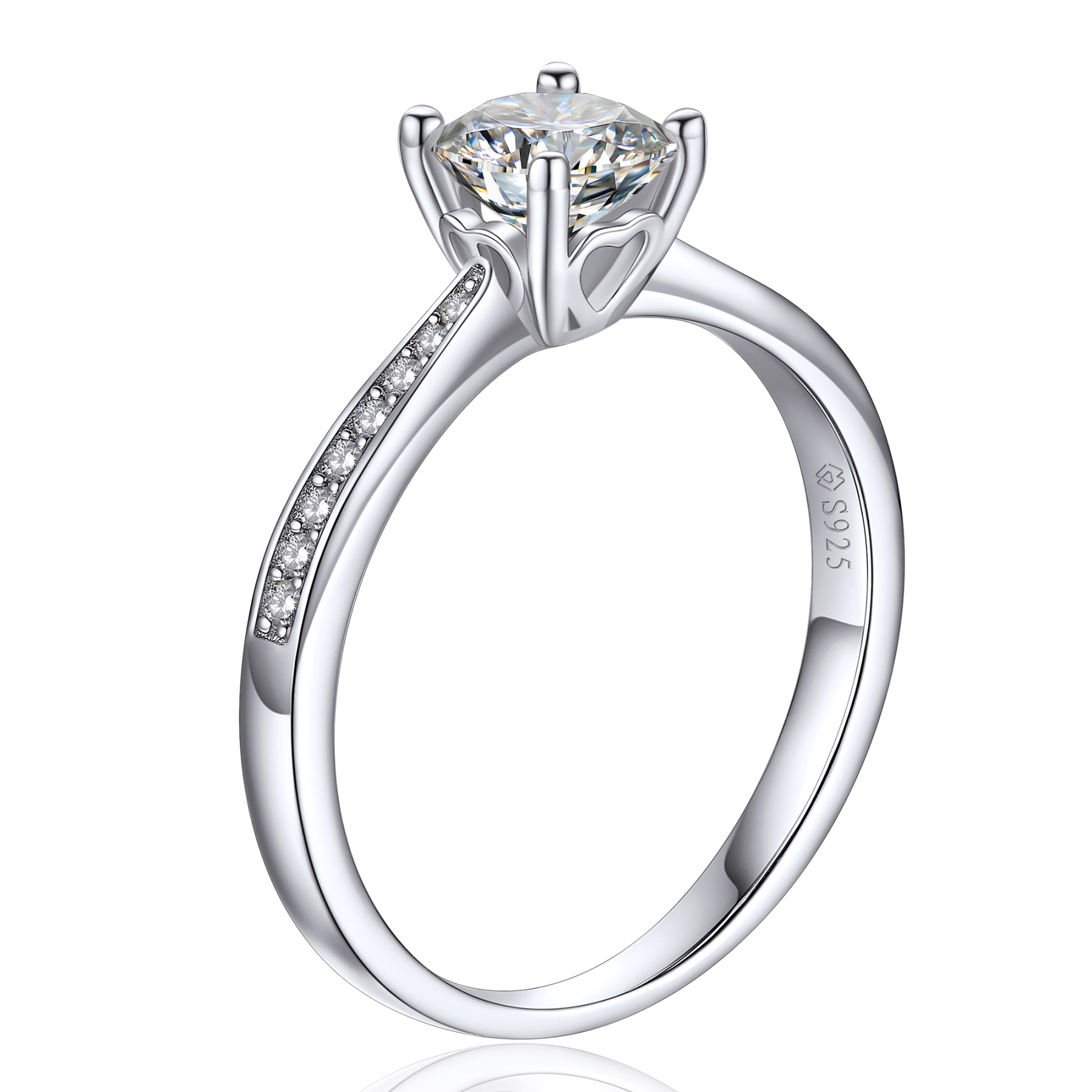 1 Carat Channel Set Round Halo Moissanite Engagement Rings (D Color VVS1)