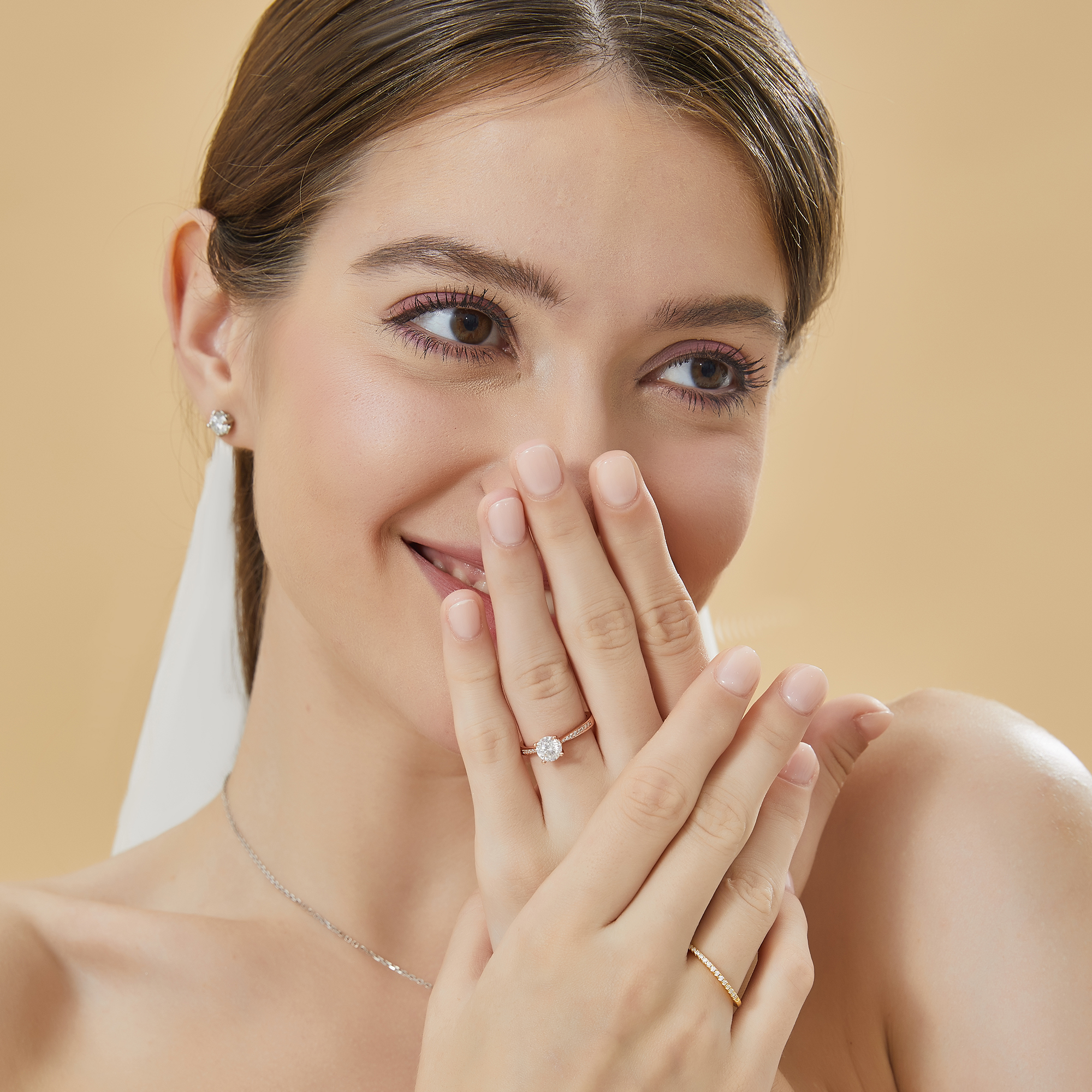 1 Carat Channel Set Round Halo Moissanite Engagement Rings (D Color VVS1)