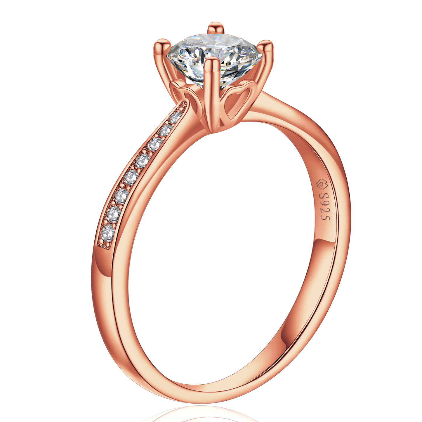 1 Carat Channel Set Round Halo Moissanite Engagement Rings (D Color VVS1)