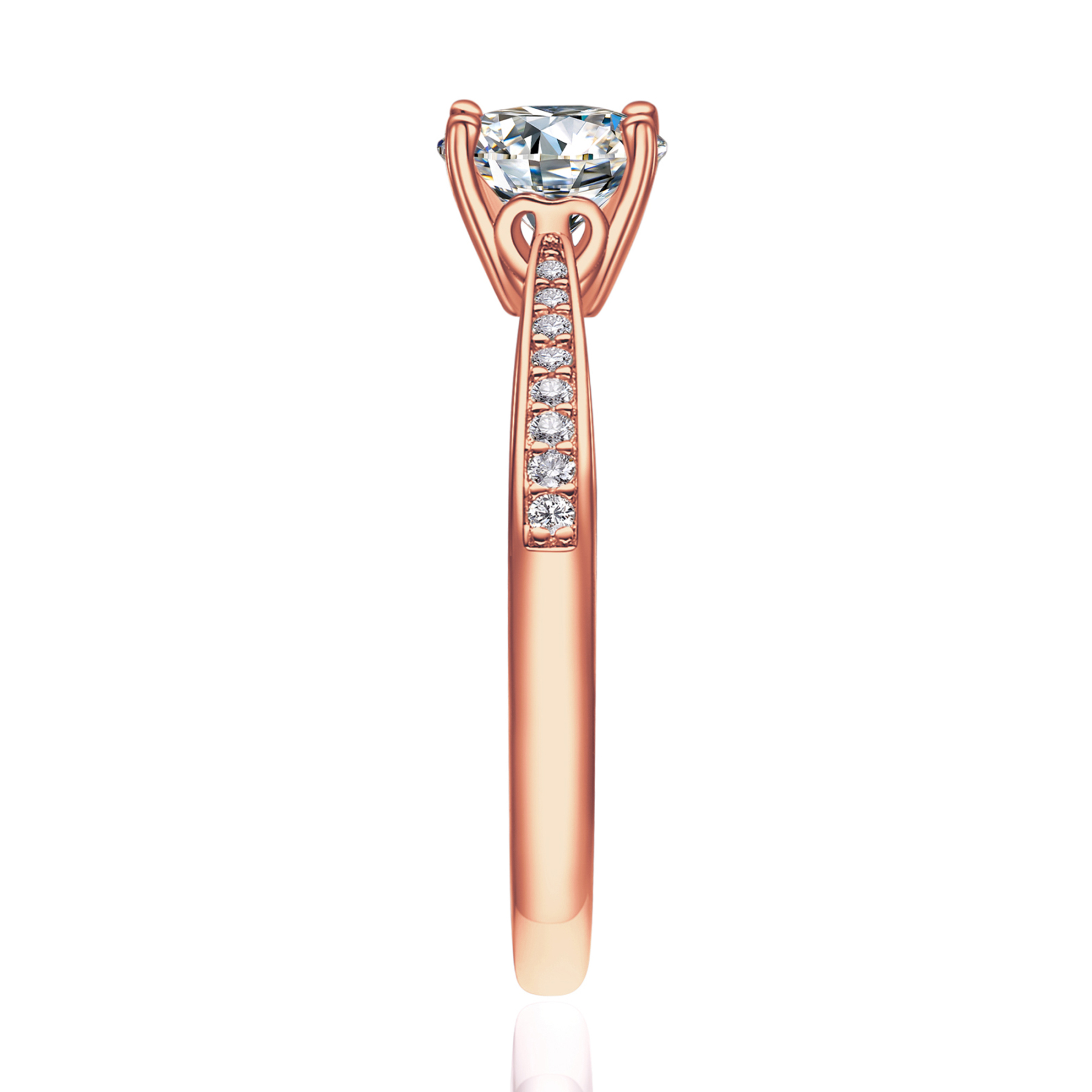 1 Carat Channel Set Round Halo Moissanite Engagement Rings (D Color VVS1)
