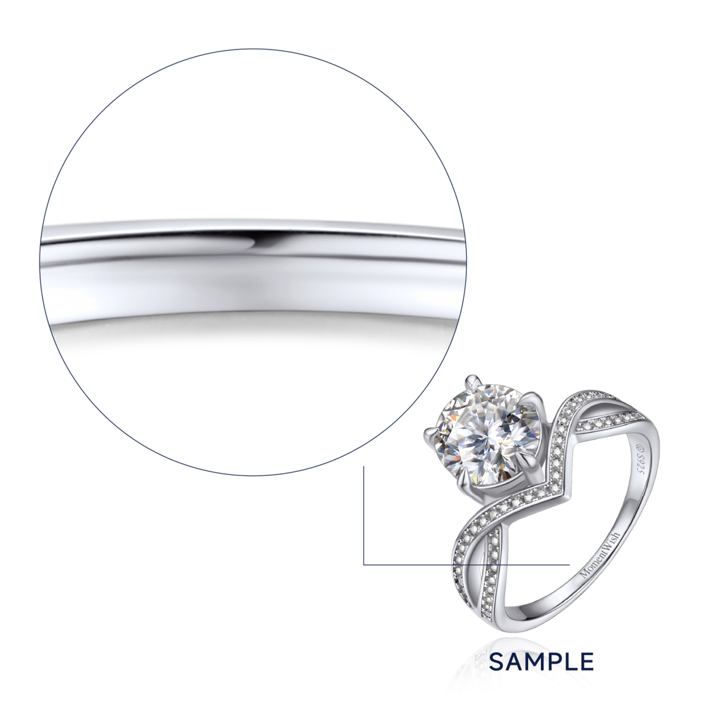 Channel Set Round Moissanite Princess Crown Engagement Rings (D Color VVS1)