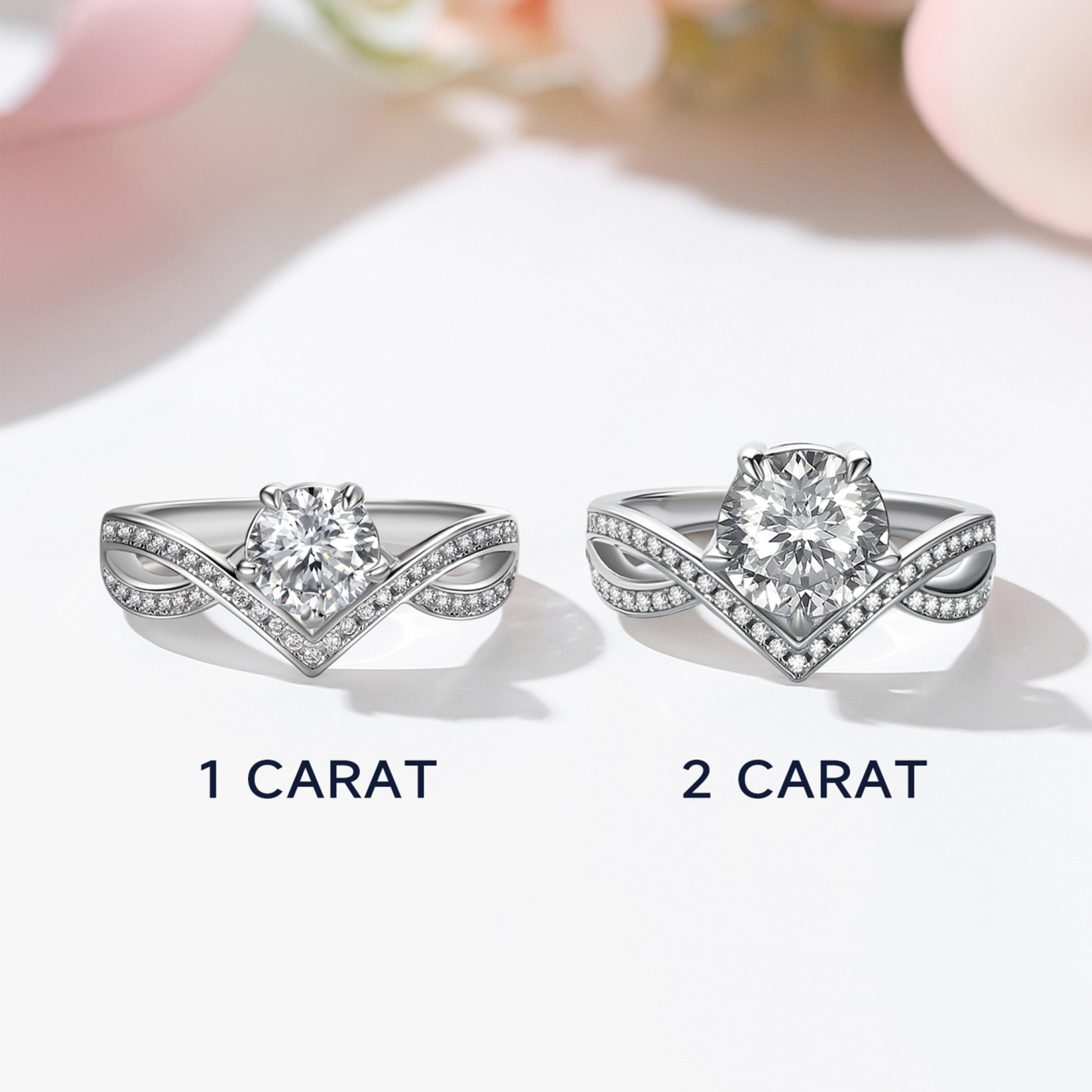 Channel Set Round Moissanite Princess Crown Engagement Rings (D Color VVS1)