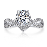 Moissanite Princess Crown Channel Set Engagement Ring for Women in White Gold (D Color VVS1)