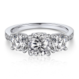 Moissanite Three-Stone Channel Set Engagement Ring with Side Heart for Women in White Gold (2 Ct. VVS1)