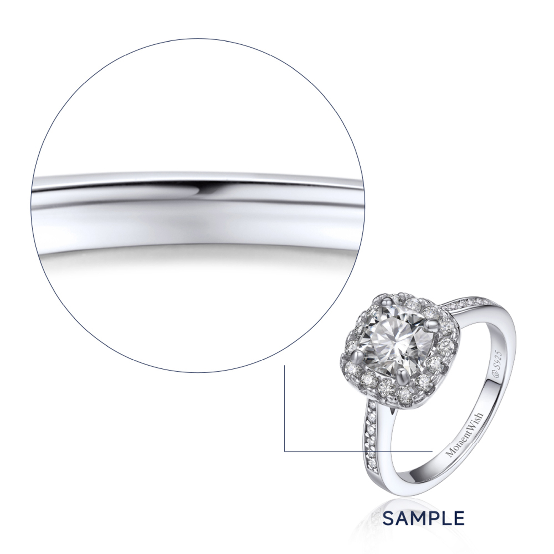 Halo Cushion Cut Moissanite Engagement Rings in White Gold (1 Ct. VVS1)