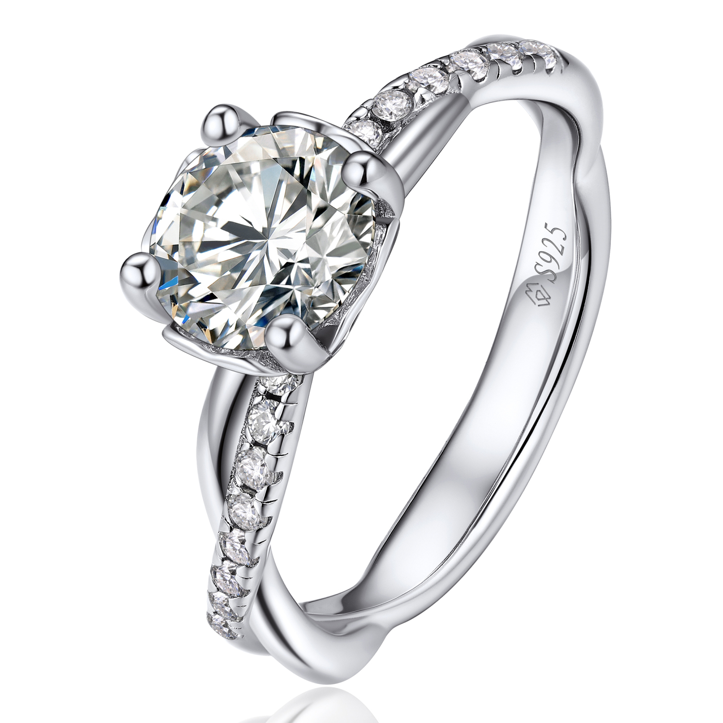 Petite Twisted Vine Pavé Round Moissanite Engagement Ring (1 Ct. VVS1)