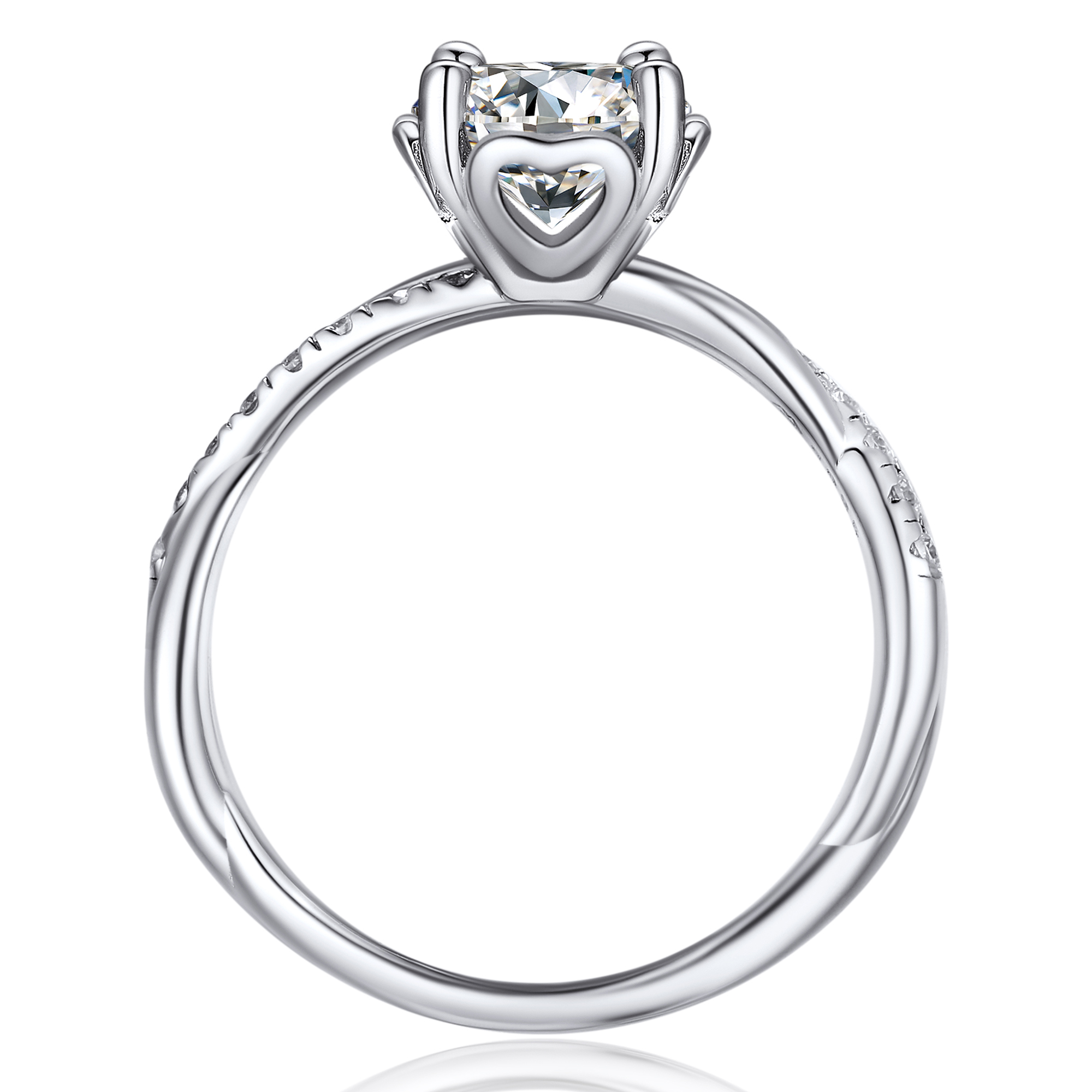 Petite Twisted Vine Pavé Round Moissanite Engagement Ring (1 Ct. VVS1)