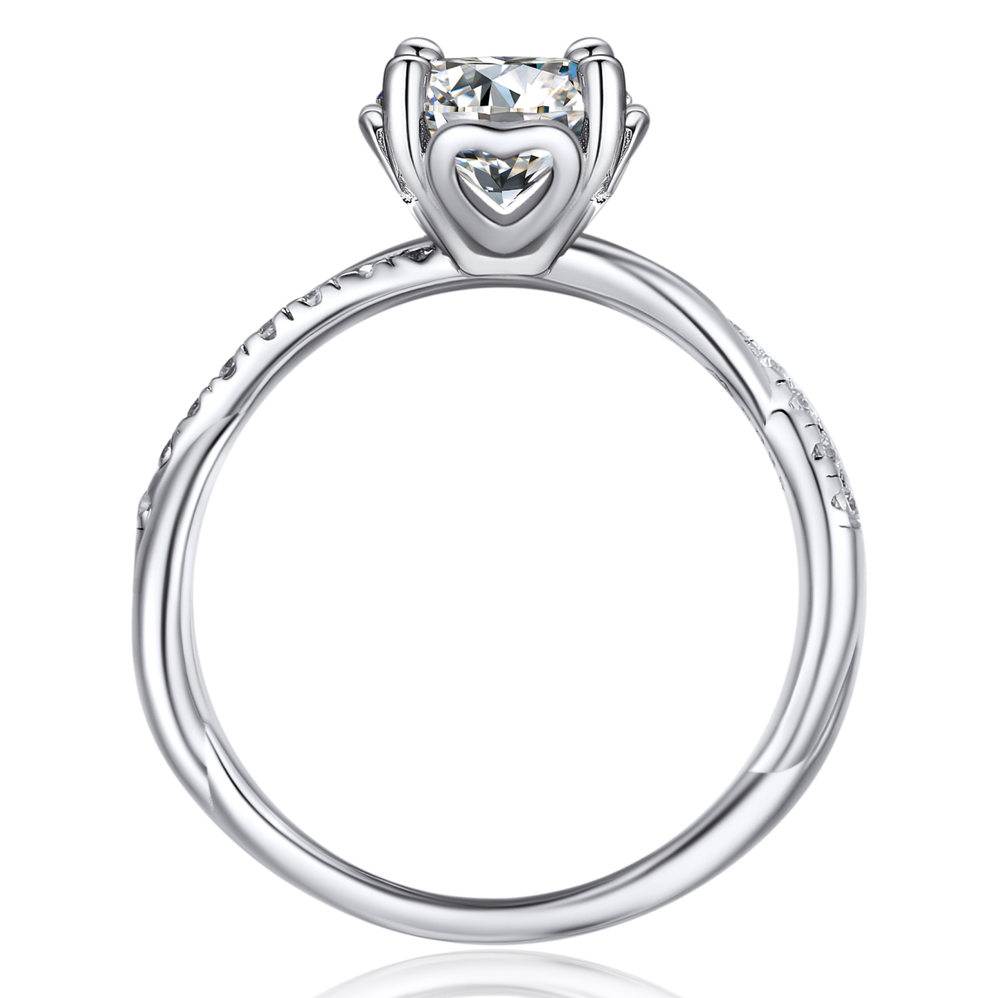 Petite Twisted Vine Pavé Round Moissanite Engagement Ring (1 Ct. VVS1)
