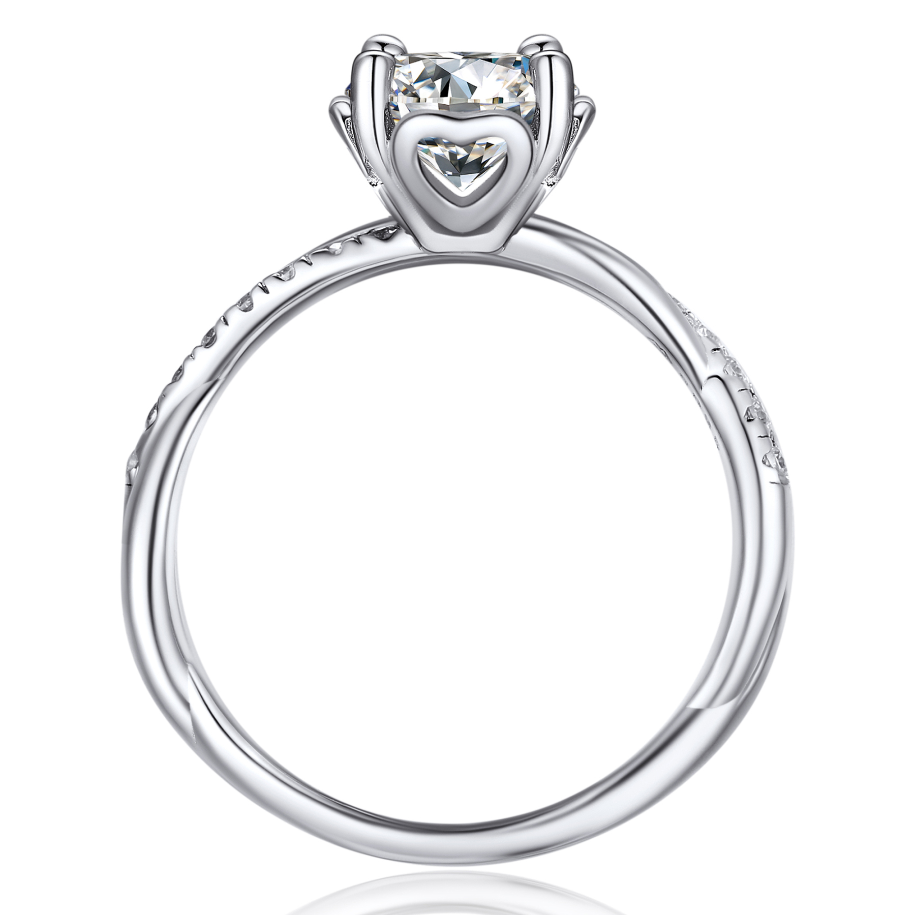 Petite Twisted Vine Pavé Round Moissanite Engagement Ring (1 Ct. VVS1)