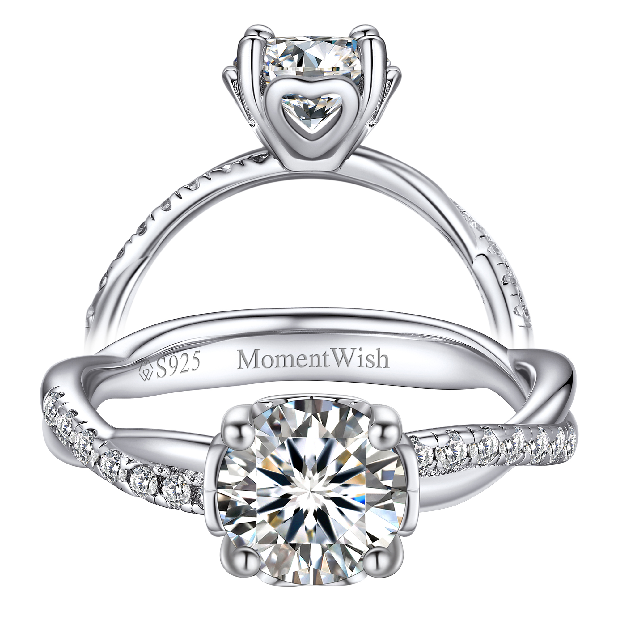 Petite Twisted Vine Pavé Round Moissanite Engagement Ring (1 Ct. VVS1)