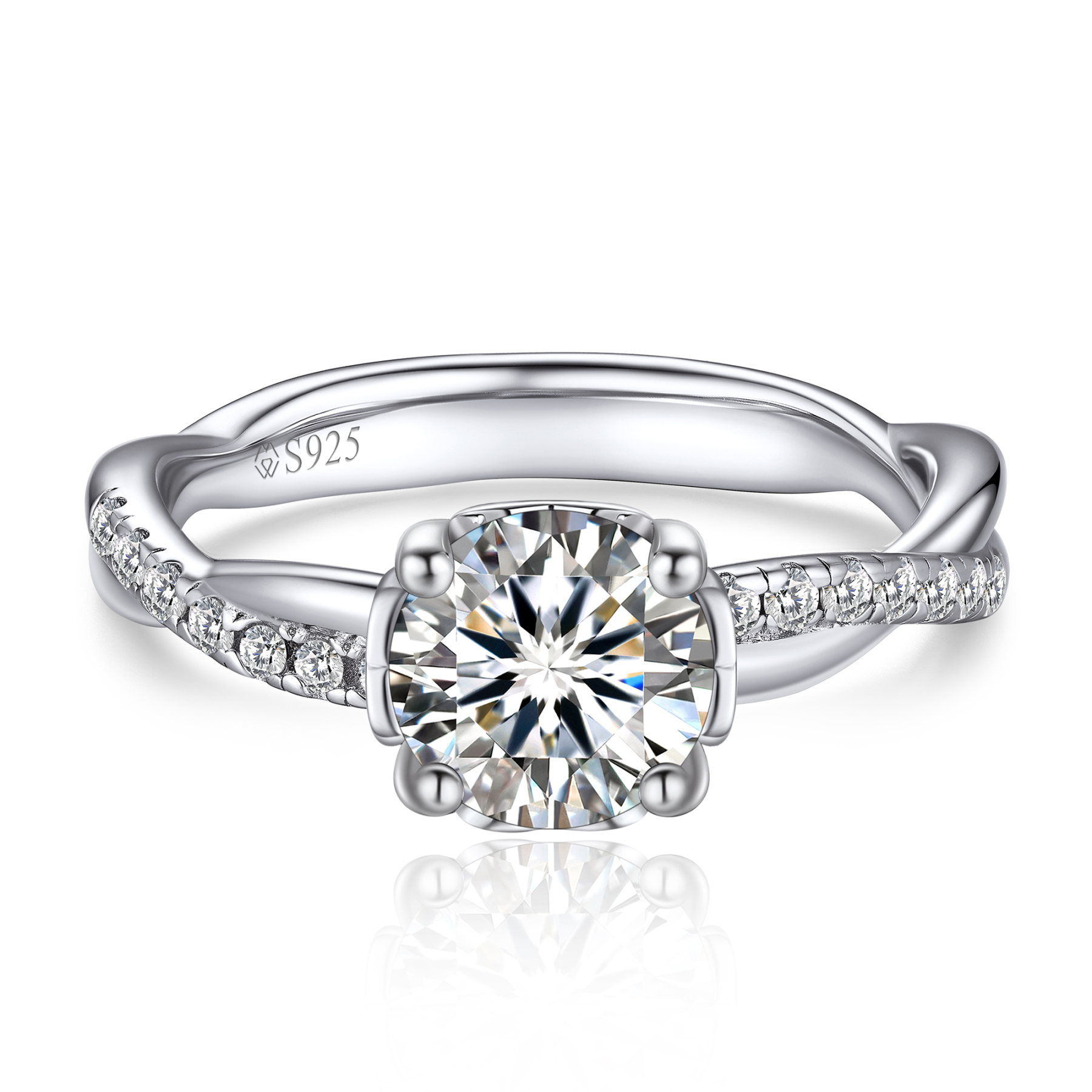 Petite Twisted Vine Pavé Round Moissanite Engagement Ring (1 Ct. VVS1)