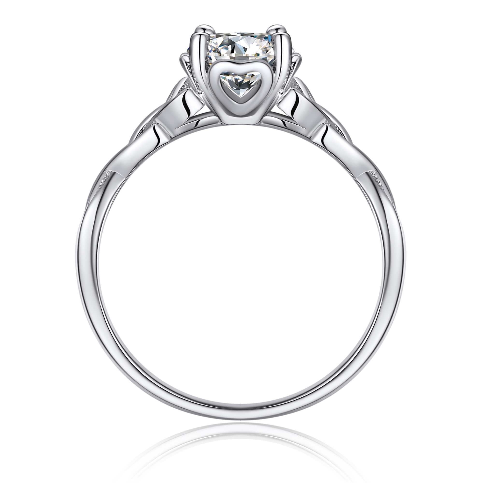 1 Carat Four Prong Solitaire Moissanite Celtic Knot Engagement Ring (D Color VVS1)