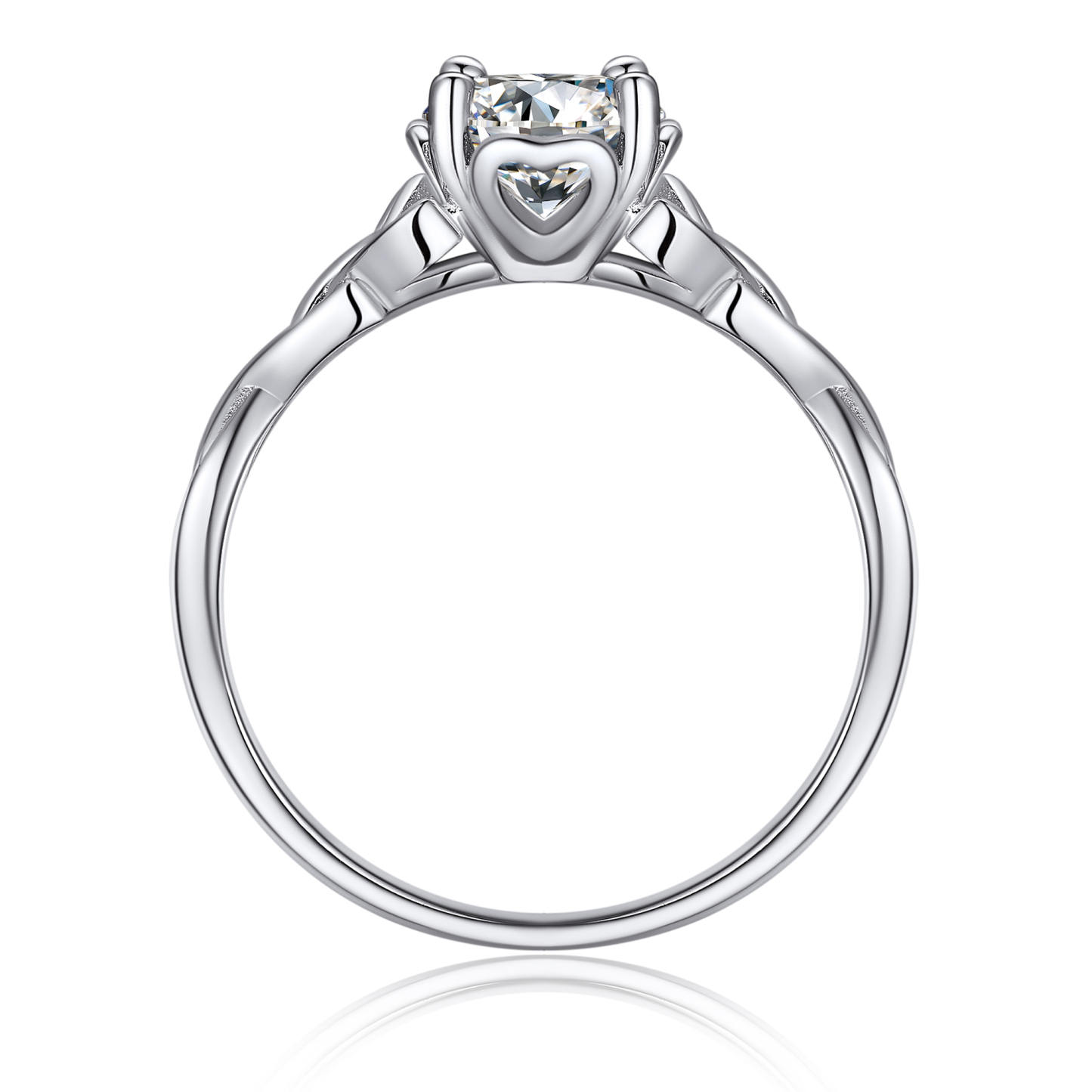 1 Carat Four Prong Solitaire Moissanite Celtic Knot Engagement Ring (D Color VVS1)