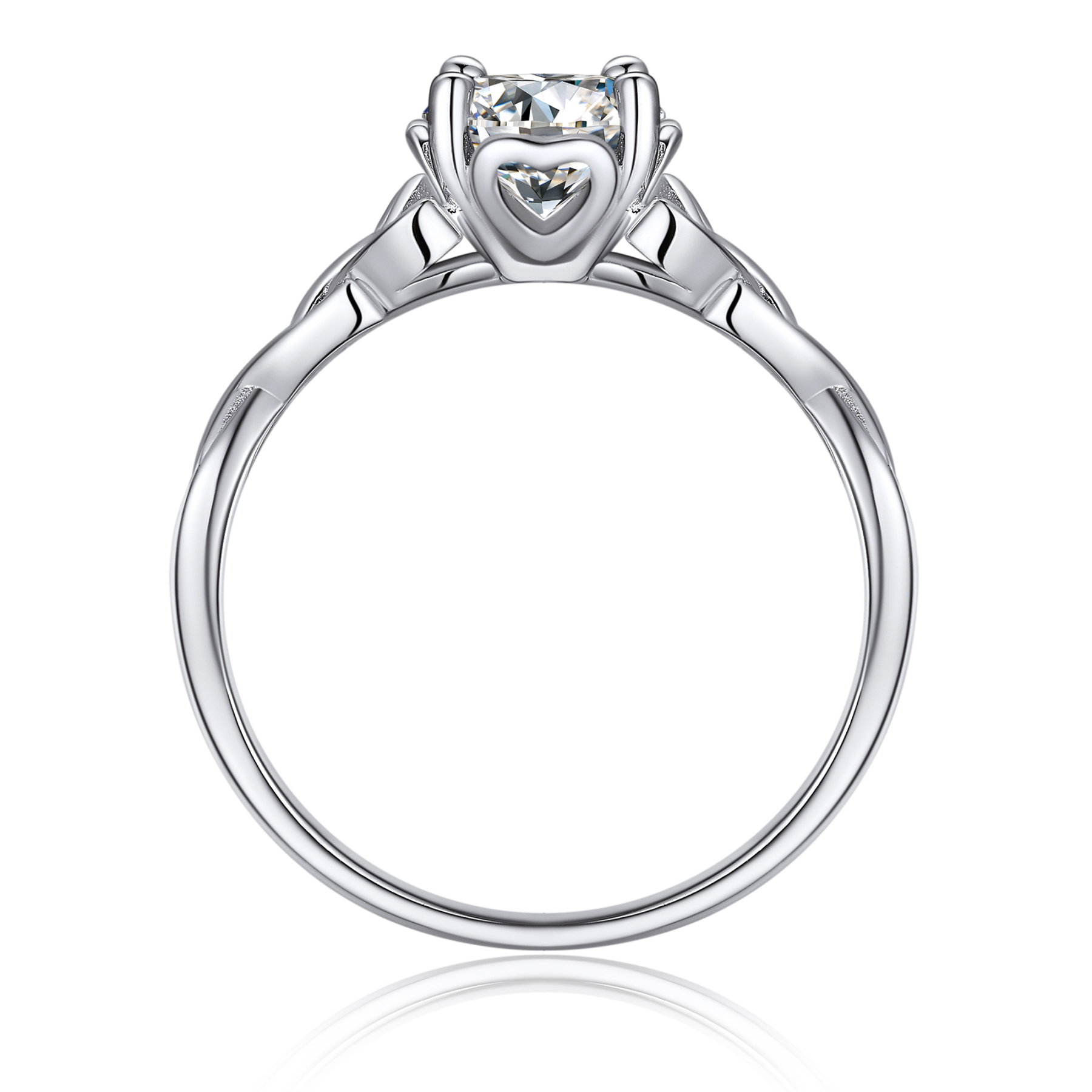1 Carat Four Prong Solitaire Moissanite Celtic Knot Engagement Ring (D Color VVS1)
