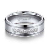 Moissanite Tungsten Carbide Wedding Ring for Men in White Gold (8.00mm)