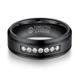Moissanite Tungsten Carbide Wedding Ring for Men in Black Plated (8.00mm)