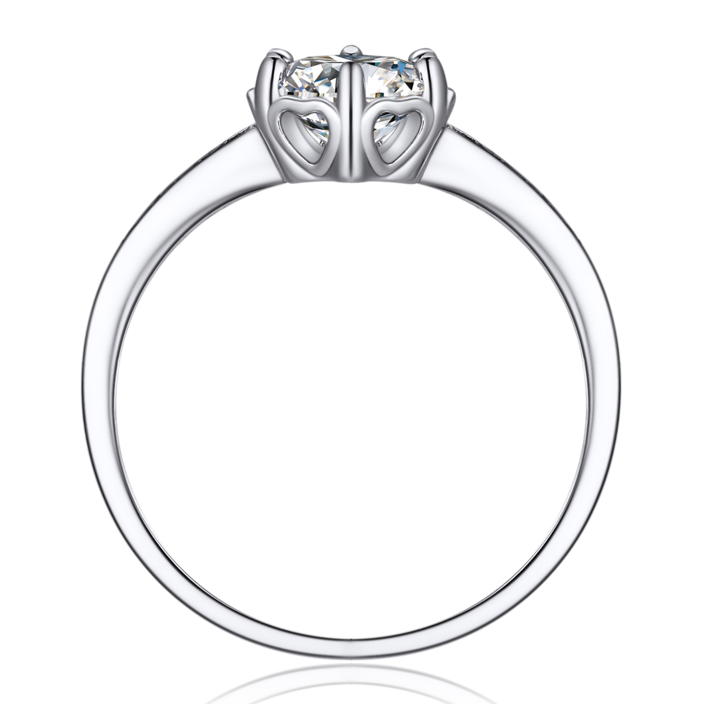 6 Prong Channel Set Round Moissanite Engagement Rings (1 Ct. VVS1)