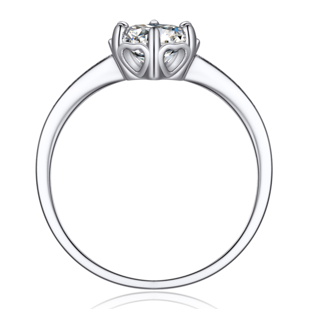 Six-Prong Round Cut Channel Set Moissanite Engagement Ring with Side Heart in White Gold-03