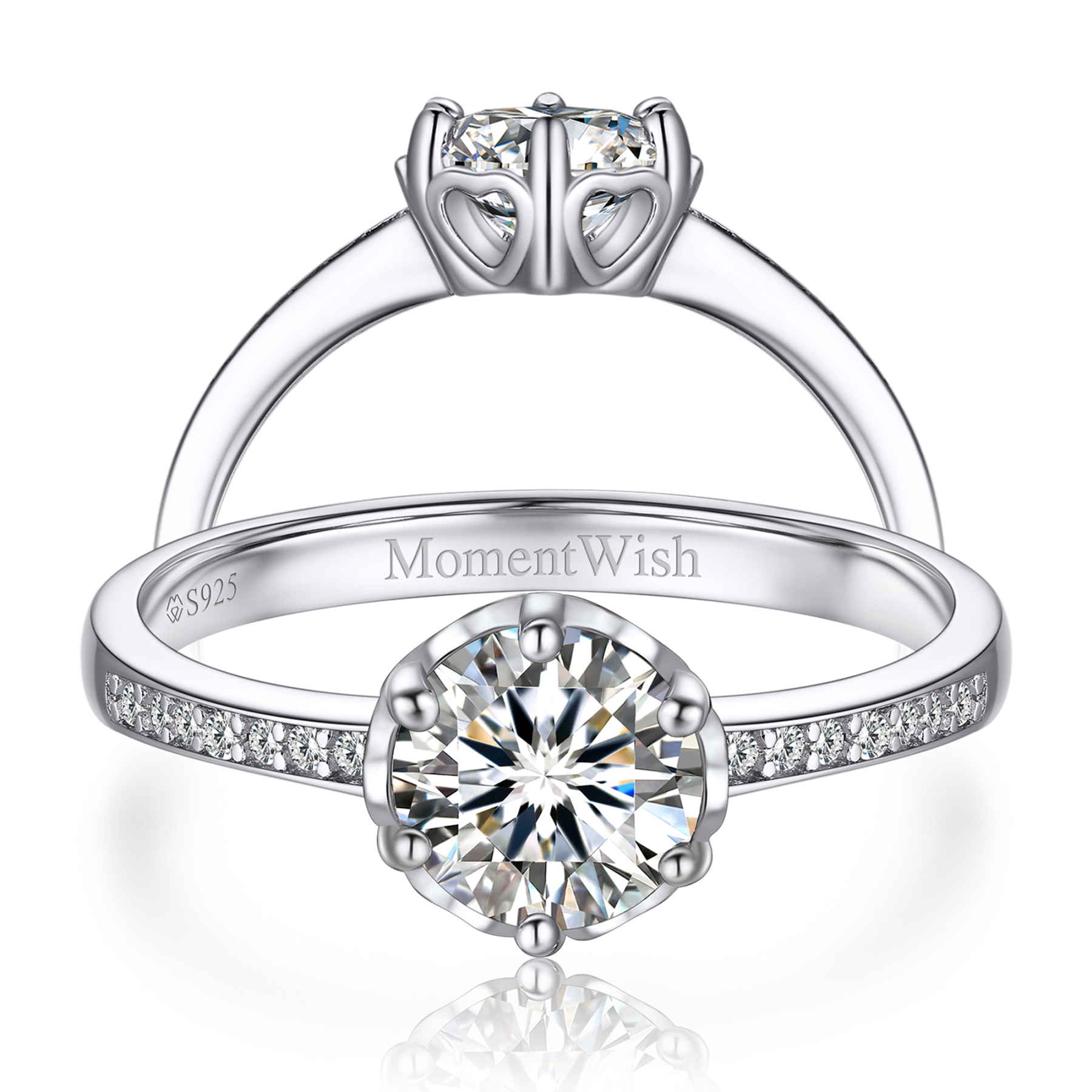 6 Prong Channel Set Round Moissanite Engagement Rings (1 Ct. VVS1)