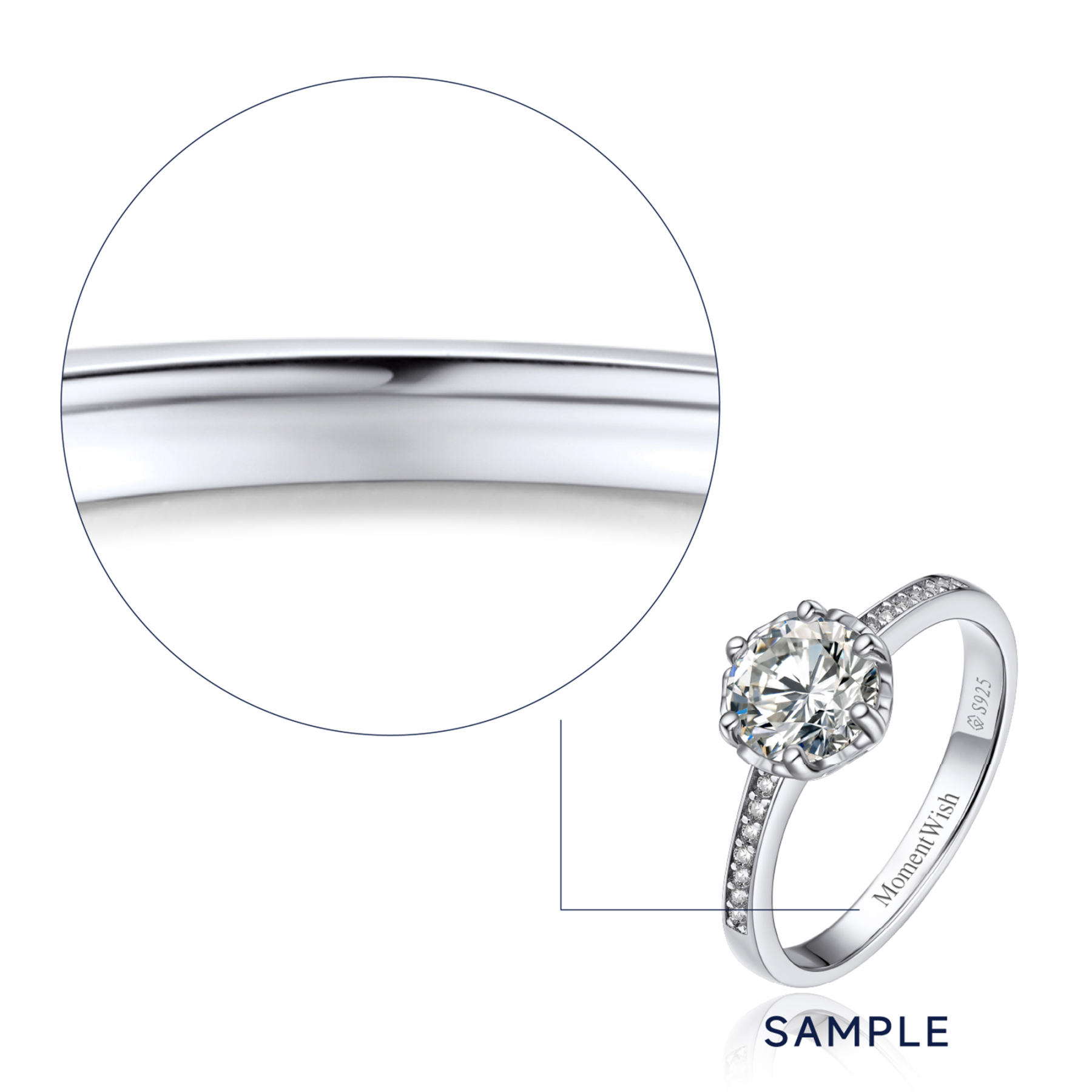 6 Prong Channel Set Round Moissanite Engagement Rings (1 Ct. VVS1)